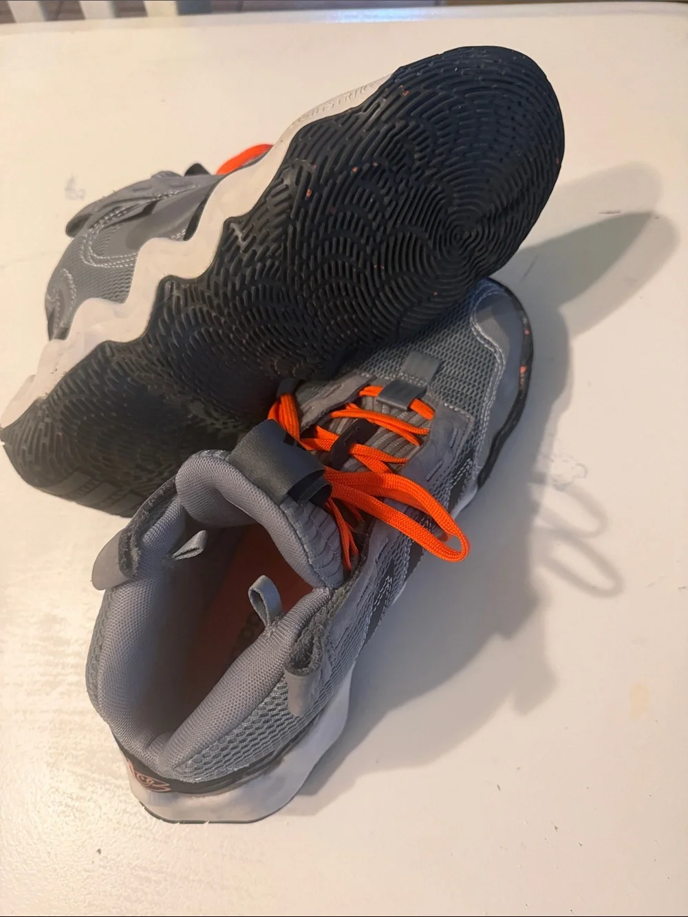 adidas Kids Gray Sneakers with Bright Orange Laces